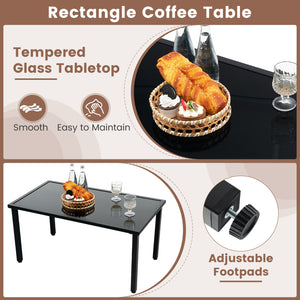 Top grade mix brown/black PE rattan for elegance and durability<br>Comfortable to sit with ergonomic seat and curved back<br>Galvanized metal pipes resist to rust and offer strong support<br>Adjustable footpads of coffee table for higher stability<br>Spac