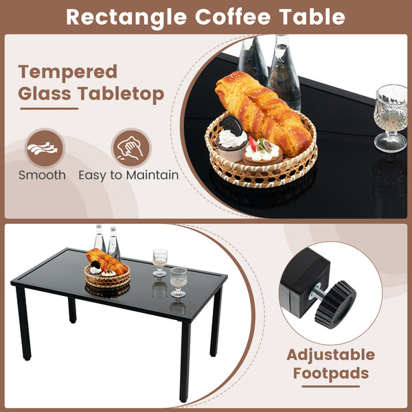 Top grade mix brown/black PE rattan for elegance and durability<br>Comfortable to sit with ergonomic seat and curved back<br>Galvanized metal pipes resist to rust and offer strong support<br>Adjustable footpads of coffee table for higher stability<br>Spac