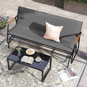 Gentle gliding motion relieves stress and fatigue<br>Solid gliding arms ensure safety and stability<br>Comfortable to sit with curved seat  backrest and armrests<br>Armrests made of premium teak wood for elegance and comfort<br>Breathable and tear-resista
