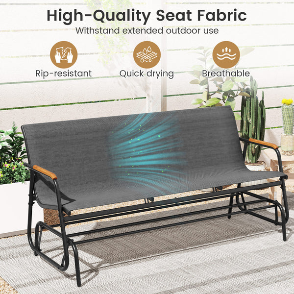 Gentle gliding motion relieves stress and fatigue<br>Solid gliding arms ensure safety and stability<br>Comfortable to sit with curved seat  backrest and armrests<br>Armrests made of premium teak wood for elegance and comfort<br>Breathable and tear-resista