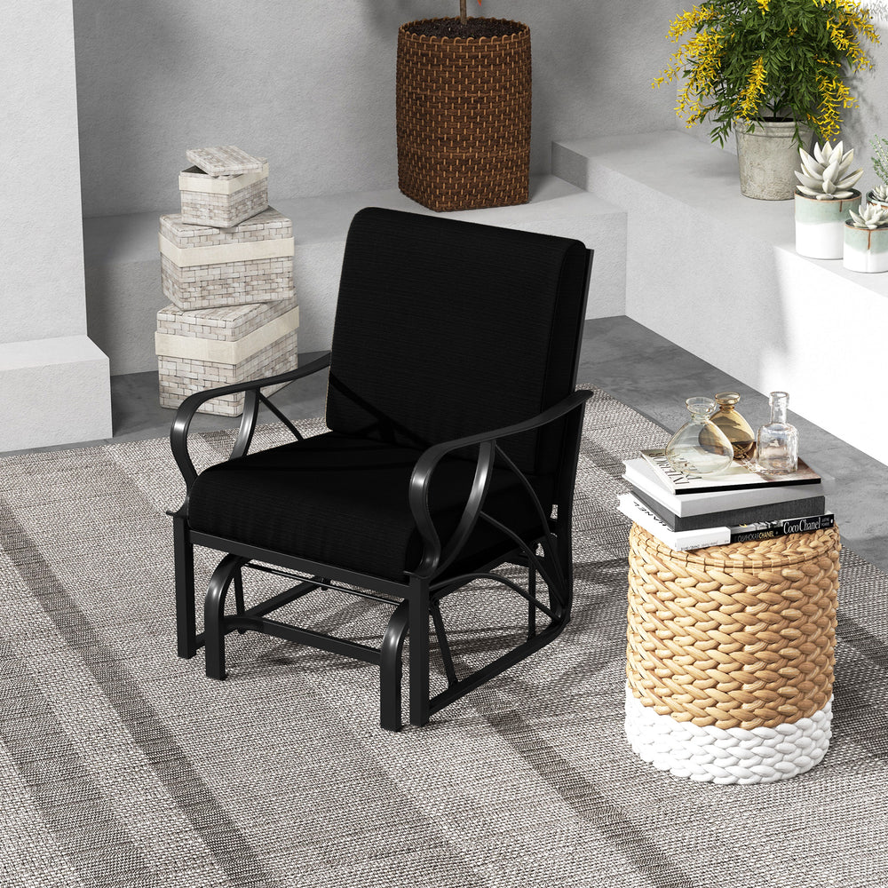 Relaxing and comfortable seat with a soft cushion<br>Sturdy and durable metal frame with waterproof surface<br>Stylish design that complements any outdoor space<br>Ergonomic armrests and backrest for added comfort and support <br>Lightweight and easy to m