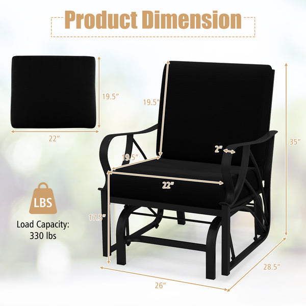 Relaxing and comfortable seat with a soft cushion<br>Sturdy and durable metal frame with waterproof surface<br>Stylish design that complements any outdoor space<br>Ergonomic armrests and backrest for added comfort and support <br>Lightweight and easy to m