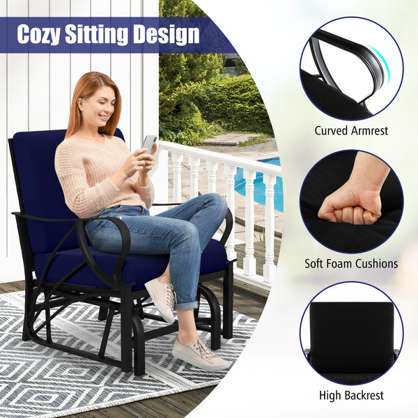 Relaxing and comfortable seat with a soft cushion<br>Sturdy and durable metal frame with waterproof surface<br>Stylish design that complements any outdoor space<br>Ergonomic armrests and backrest for added comfort and support <br>Lightweight and easy to m