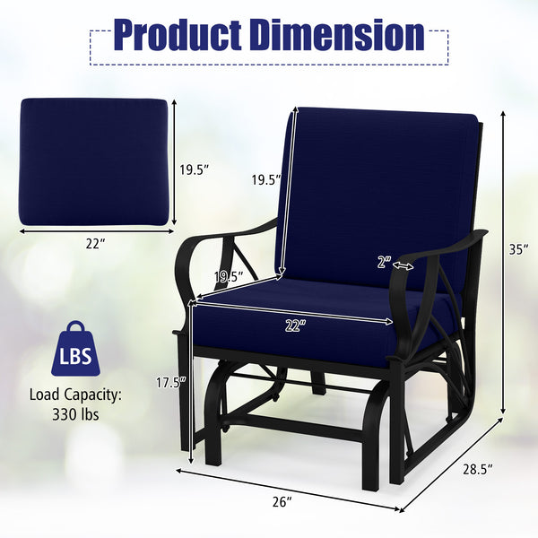 Relaxing and comfortable seat with a soft cushion<br>Sturdy and durable metal frame with waterproof surface<br>Stylish design that complements any outdoor space<br>Ergonomic armrests and backrest for added comfort and support <br>Lightweight and easy to m