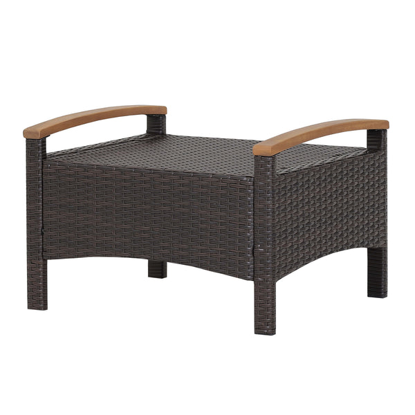 Fade-resistant mix brown PE wicker and rustproof steel frame for longer outdoor use<br>Sturdy construction with non-slip foot pads ensures 400 lbs strong loading capacity<br>Serve as ottomans  extra seats or additional side tables to meet your different n