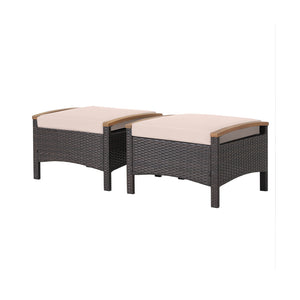 Fade-resistant mix brown PE wicker and rustproof steel frame for longer outdoor use<br>Sturdy construction with non-slip foot pads ensures 400 lbs strong loading capacity<br>Serve as ottomans  extra seats or additional side tables to meet your different n
