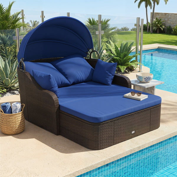 Meet your different needs with a retractable canopy<br>Allow you to relax in cool comfort with a cozy shade<br>Get the perfect summer tan by soaking up the sun<br>Secure the canopy in place thanks to the fixing ties<br>High-quality gas strut for smooth op