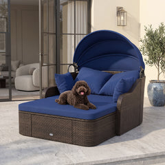 Meet your different needs with a retractable canopy<br>Allow you to relax in cool comfort with a cozy shade<br>Get the perfect summer tan by soaking up the sun<br>Secure the canopy in place thanks to the fixing ties<br>High-quality gas strut for smooth op