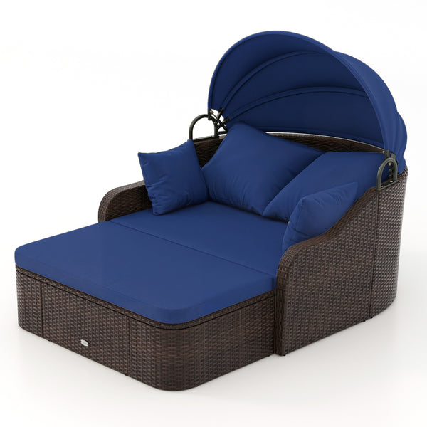 Meet your different needs with a retractable canopy<br>Allow you to relax in cool comfort with a cozy shade<br>Get the perfect summer tan by soaking up the sun<br>Secure the canopy in place thanks to the fixing ties<br>High-quality gas strut for smooth op