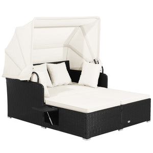 Comfortable to sit or lie with wide seat and soft cushions<br>Zippered design for easy removal and maintenance of cushion covers<br>Retractable canopy allows you to relax in the sunshade<br>Pneumatic rod for easy and safe adjustment<br>Fixing ropes keep t