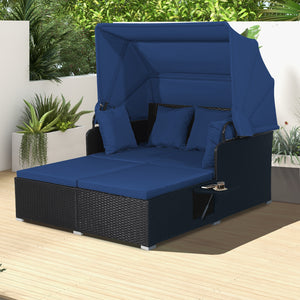Comfortable to sit or lie with wide seat and soft cushions<br>Zippered design for easy removal and maintenance of cushion covers<br>Retractable canopy allows you to relax in the sunshade<br>Pneumatic rod for easy and safe adjustment<br>Fixing ropes keep t