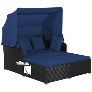 Comfortable to sit or lie with wide seat and soft cushions<br>Zippered design for easy removal and maintenance of cushion covers<br>Retractable canopy allows you to relax in the sunshade<br>Pneumatic rod for easy and safe adjustment<br>Fixing ropes keep t