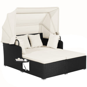 Comfortable to sit or lie with wide seat and soft cushions<br>Zippered design for easy removal and maintenance of cushion covers<br>Retractable canopy allows you to relax in the sunshade<br>Pneumatic rod for easy and safe adjustment<br>Fixing ropes keep t