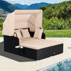 Comfortable to sit or lie with wide seat and soft cushions<br>Zippered design for easy removal and maintenance of cushion covers<br>Retractable canopy allows you to relax in the sunshade<br>Pneumatic rod for easy and safe adjustment<br>Fixing ropes keep t