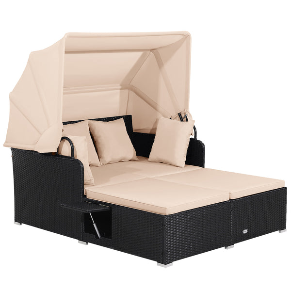 Comfortable to sit or lie with wide seat and soft cushions<br>Zippered design for easy removal and maintenance of cushion covers<br>Retractable canopy allows you to relax in the sunshade<br>Pneumatic rod for easy and safe adjustment<br>Fixing ropes keep t