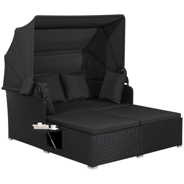 Comfortable to sit or lie with wide seat and soft cushions<br>Zippered design for easy removal and maintenance of cushion covers<br>Retractable canopy allows you to relax in the sunshade<br>Pneumatic rod for easy and safe adjustment<br>Fixing ropes keep t