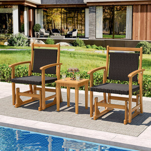 Gentle gliding motion relieves your fatigue and pressure<br>Sturdy gliding base ensures high safety<br>Rattan seat and back offers breathability and elegance<br>Premium acacia wood frame for high stability<br>Ergonomic backrest  seat and armrests for opti