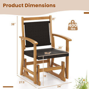 Gentle gliding motion relieves your fatigue and pressure<br>Sturdy gliding base ensures high safety<br>Rattan seat and back offers breathability and elegance<br>Premium acacia wood frame for high stability<br>Ergonomic backrest  seat and armrests for opti