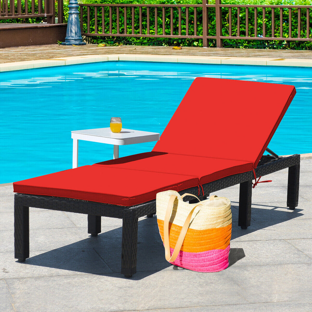 Come with 1 x rattan lounge chair  1 x seat cushion  2 x cushion cover and 1 x instruction<br>Durable hand-woven black PE rattan and steel frame for long time using<br>8 sturdy legs offer extra support and stability for you<br>Soft and thick cushion for c
