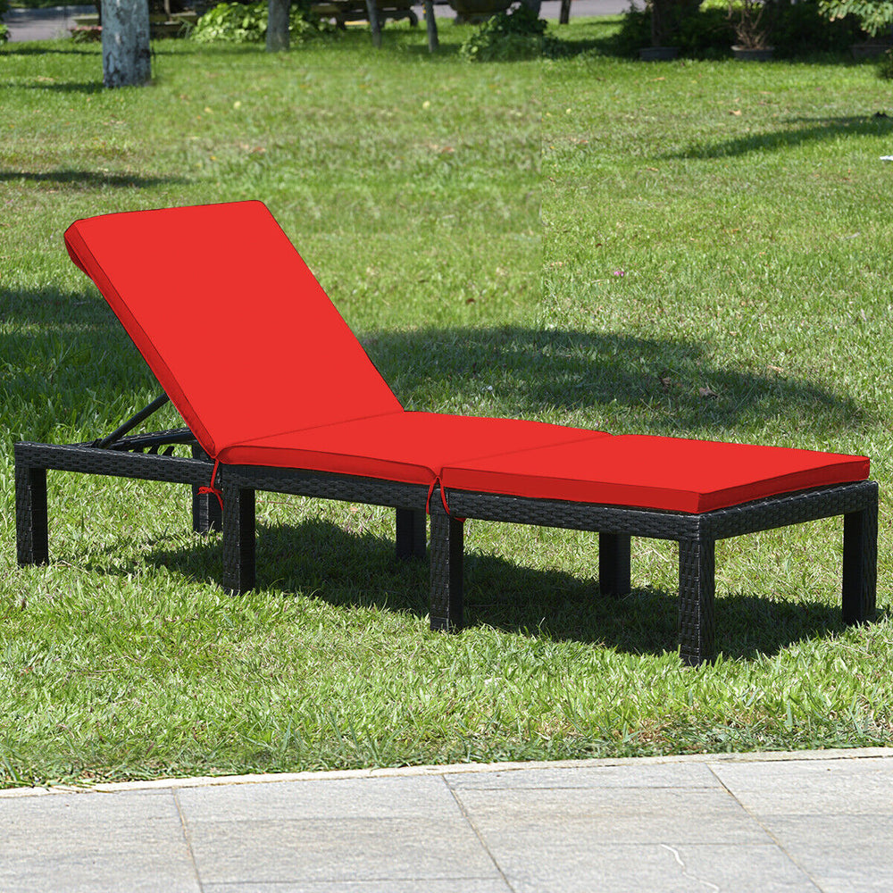Come with 1 x rattan lounge chair  1 x seat cushion  2 x cushion cover and 1 x instruction<br>Durable hand-woven black PE rattan and steel frame for long time using<br>8 sturdy legs offer extra support and stability for you<br>Soft and thick cushion for c