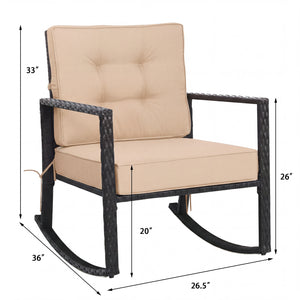 Sturdy and durable frame with exquisite rattan <br>Comfortable and safe rocking function <br>Thick and soft cushion for seat and back <br>Cushions are fixed by strings to prevent a move <br>Pads at the bottom can avoid sliding and protect rattan <br>Desig