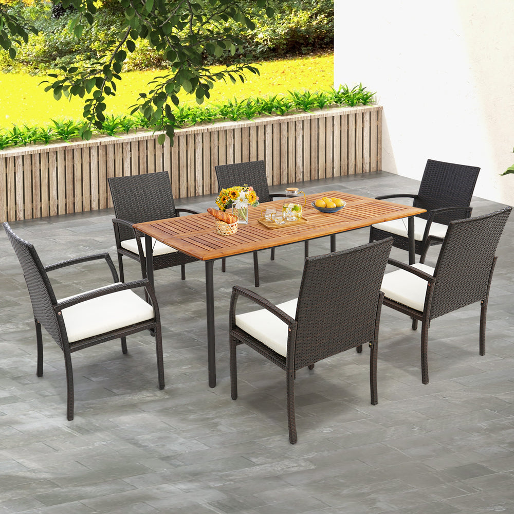 Spacious enough for 6 persons to enjoy outdoor dining or parties<br>Suitable for indoor and outdoor places  such as dining room  kitchen  yard  deck  etc<br>Made of premium acacia wood  durable and sturdy  ensuring long service life<br>Designed with a bui