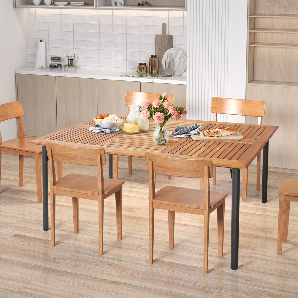Spacious enough for 6 persons to enjoy outdoor dining or parties<br>Suitable for indoor and outdoor places  such as dining room  kitchen  yard  deck  etc<br>Made of premium acacia wood  durable and sturdy  ensuring long service life<br>Designed with a bui