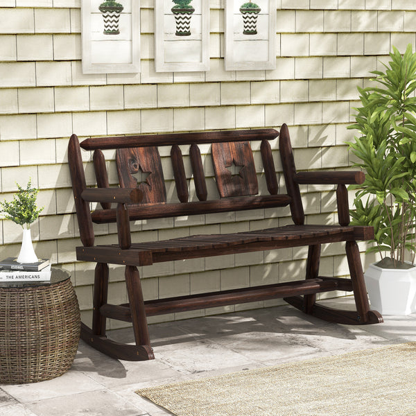 Slight rocking makes you more relaxed<br>Solid and sturdy carbonized wood frame for long-time use<br>Supports up to 710 lbs heavy weight <br>Ergonomic and wide seat for ultimate comfort<br>Eye-catching rustic brown finish for wide application<br>Elegant p