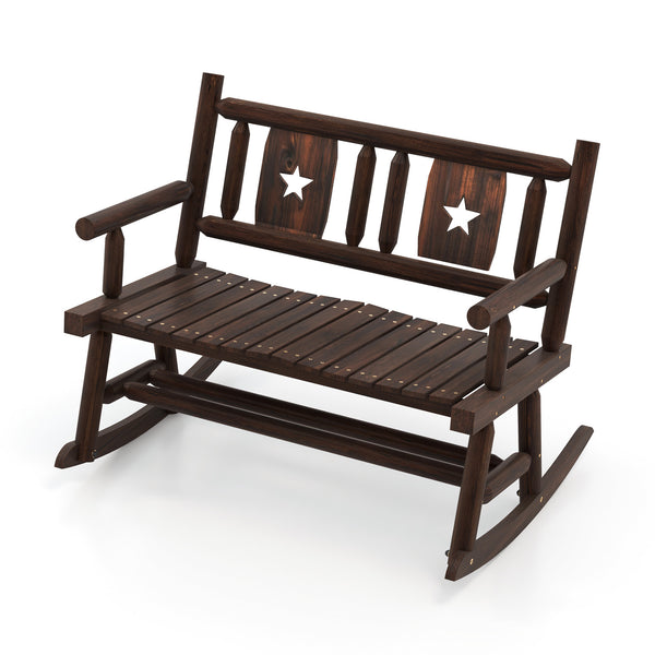 Slight rocking makes you more relaxed<br>Solid and sturdy carbonized wood frame for long-time use<br>Supports up to 710 lbs heavy weight <br>Ergonomic and wide seat for ultimate comfort<br>Eye-catching rustic brown finish for wide application<br>Elegant p