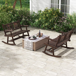 Slight rocking makes you more relaxed<br>Solid and sturdy carbonized wood frame for long-time use<br>Supports up to 710 lbs heavy weight <br>Ergonomic and wide seat for ultimate comfort<br>Eye-catching rustic brown finish for wide application<br>Elegant p