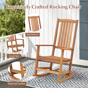 Made of premium hardwood for high stability and durability<br>Smooth and sturdy rocking motion makes you more relaxed<br>Reinforced crossbar adds to higher sturdiness<br>Curved seat with high backrest brings you more coziness<br>Suitable for balcony  porc