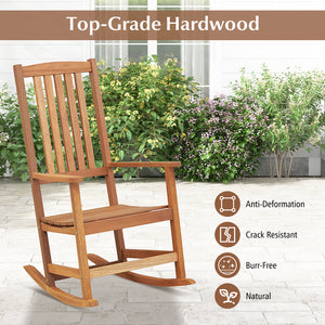 Made of premium hardwood for high stability and durability<br>Smooth and sturdy rocking motion makes you more relaxed<br>Reinforced crossbar adds to higher sturdiness<br>Curved seat with high backrest brings you more coziness<br>Suitable for balcony  porc