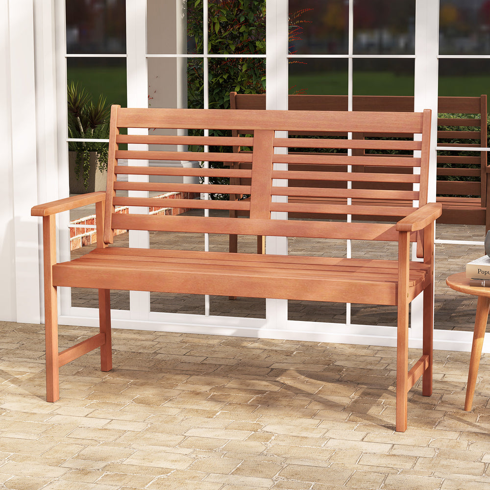 Selected hardwood material ensures extended outdoor use<br>Crafted with teak oil for much natural beauty<br>Inclined backrest offers ultimate comfort and relaxation<br>Widened armrests bring additional coziness<br>Ventilated slatted design promotes airflo