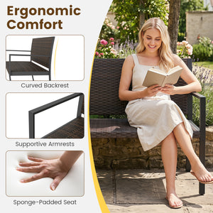 Sun-proof mixed brown rattan for lasting outdoor beauty <br>Instant cozy relaxation with soft sponge seat filling <br>Robust metal frame supports massive 800 lbs capacity <br>Under-seat reinforced crossbars for extra structural stability <br>Steady ground
