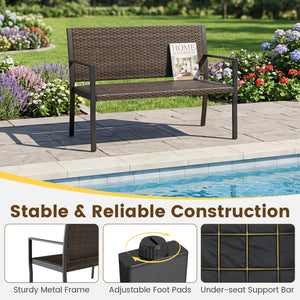 Sun-proof mixed brown rattan for lasting outdoor beauty <br>Instant cozy relaxation with soft sponge seat filling <br>Robust metal frame supports massive 800 lbs capacity <br>Under-seat reinforced crossbars for extra structural stability <br>Steady ground