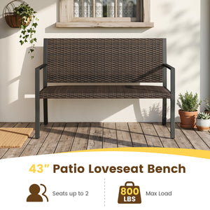 Sun-proof mixed brown rattan for lasting outdoor beauty <br>Instant cozy relaxation with soft sponge seat filling <br>Robust metal frame supports massive 800 lbs capacity <br>Under-seat reinforced crossbars for extra structural stability <br>Steady ground