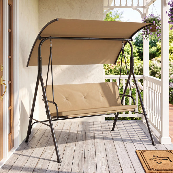 With a sun-protective and drizzle-proof canopy for pure outdoor enjoyment<br>Adjustable canopy adds flexibility for comfort  protection  and privacy<br>Comfortable seat with removable cushion caters to different seasons<br>Heavy-duty A-shaped metal frame 