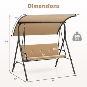 With a sun-protective and drizzle-proof canopy for pure outdoor enjoyment<br>Adjustable canopy adds flexibility for comfort  protection  and privacy<br>Comfortable seat with removable cushion caters to different seasons<br>Heavy-duty A-shaped metal frame 