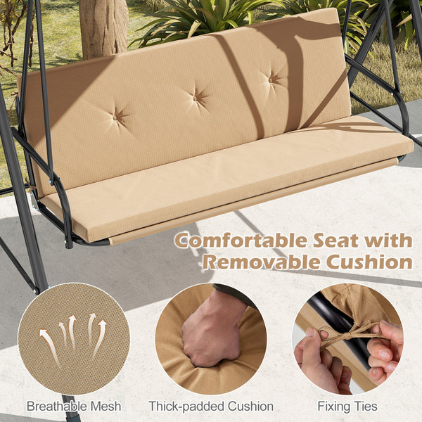 With a sun-protective and drizzle-proof canopy for pure outdoor enjoyment<br>Adjustable canopy adds flexibility for comfort  protection  and privacy<br>Comfortable seat with removable cushion caters to different seasons<br>Heavy-duty A-shaped metal frame 