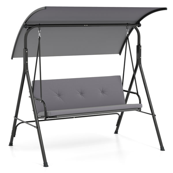 With a sun-protective and drizzle-proof canopy for pure outdoor enjoyment<br>Adjustable canopy adds flexibility for comfort  protection  and privacy<br>Comfortable seat with removable cushion caters to different seasons<br>Heavy-duty A-shaped metal frame 