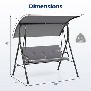 With a sun-protective and drizzle-proof canopy for pure outdoor enjoyment<br>Adjustable canopy adds flexibility for comfort  protection  and privacy<br>Comfortable seat with removable cushion caters to different seasons<br>Heavy-duty A-shaped metal frame 