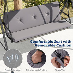 With a sun-protective and drizzle-proof canopy for pure outdoor enjoyment<br>Adjustable canopy adds flexibility for comfort  protection  and privacy<br>Comfortable seat with removable cushion caters to different seasons<br>Heavy-duty A-shaped metal frame 