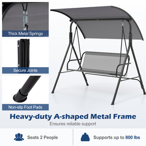 With a sun-protective and drizzle-proof canopy for pure outdoor enjoyment<br>Adjustable canopy adds flexibility for comfort  protection  and privacy<br>Comfortable seat with removable cushion caters to different seasons<br>Heavy-duty A-shaped metal frame 