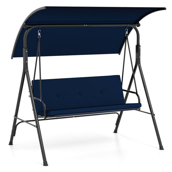 With a sun-protective and drizzle-proof canopy for pure outdoor enjoyment<br>Adjustable canopy adds flexibility for comfort  protection  and privacy<br>Comfortable seat with removable cushion caters to different seasons<br>Heavy-duty A-shaped metal frame 