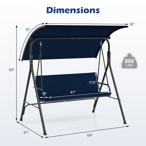 With a sun-protective and drizzle-proof canopy for pure outdoor enjoyment<br>Adjustable canopy adds flexibility for comfort  protection  and privacy<br>Comfortable seat with removable cushion caters to different seasons<br>Heavy-duty A-shaped metal frame 