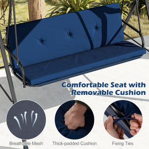 With a sun-protective and drizzle-proof canopy for pure outdoor enjoyment<br>Adjustable canopy adds flexibility for comfort  protection  and privacy<br>Comfortable seat with removable cushion caters to different seasons<br>Heavy-duty A-shaped metal frame 