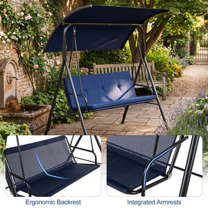 With a sun-protective and drizzle-proof canopy for pure outdoor enjoyment<br>Adjustable canopy adds flexibility for comfort  protection  and privacy<br>Comfortable seat with removable cushion caters to different seasons<br>Heavy-duty A-shaped metal frame 