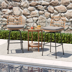 Smooth and stable swiveling relieves your stress<br>Rattan seat and back for more elegance<br>Comfortable to sit with soft cushions<br>Footrests perfectly relax your feet<br>Supported by heavy-duty metal frame<br>Each barstool loads up to 400 lbs<br>Adjus
