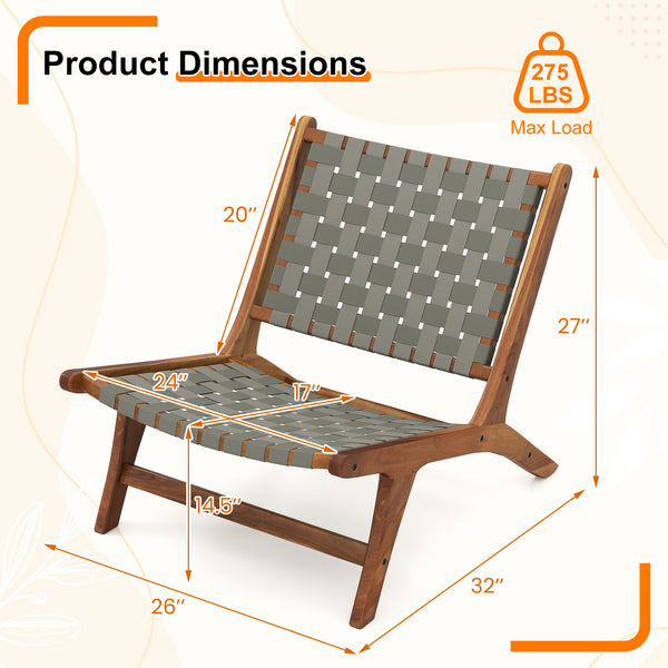 Well-selected solid wood for optimal longevity<br>Ergonomic 103Â° inclined backrest enhances seating comfort<br>Spacious and contoured seat offers more coziness<br>Cross-woven nylon webbing provides breathable  firm support<br>Natural wood grain finish ad