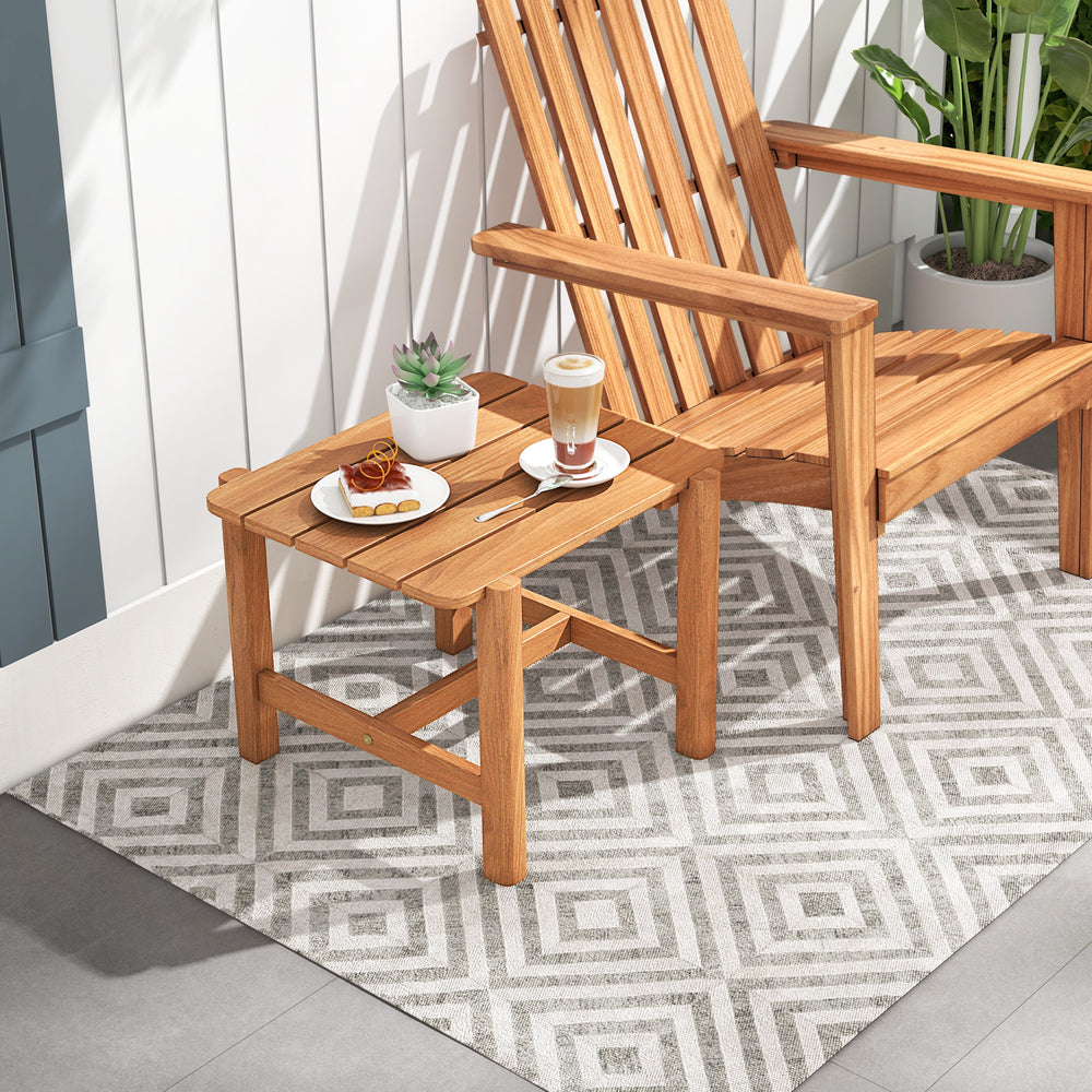 Experience the strength and durability of the teak wood side table<br>Natural wood material is the secret to long-lasting use<br>Smooth painted surface showcases exquisite craftsmanship <br>Slatted tabletop is designed to store your often-used items<br>Re